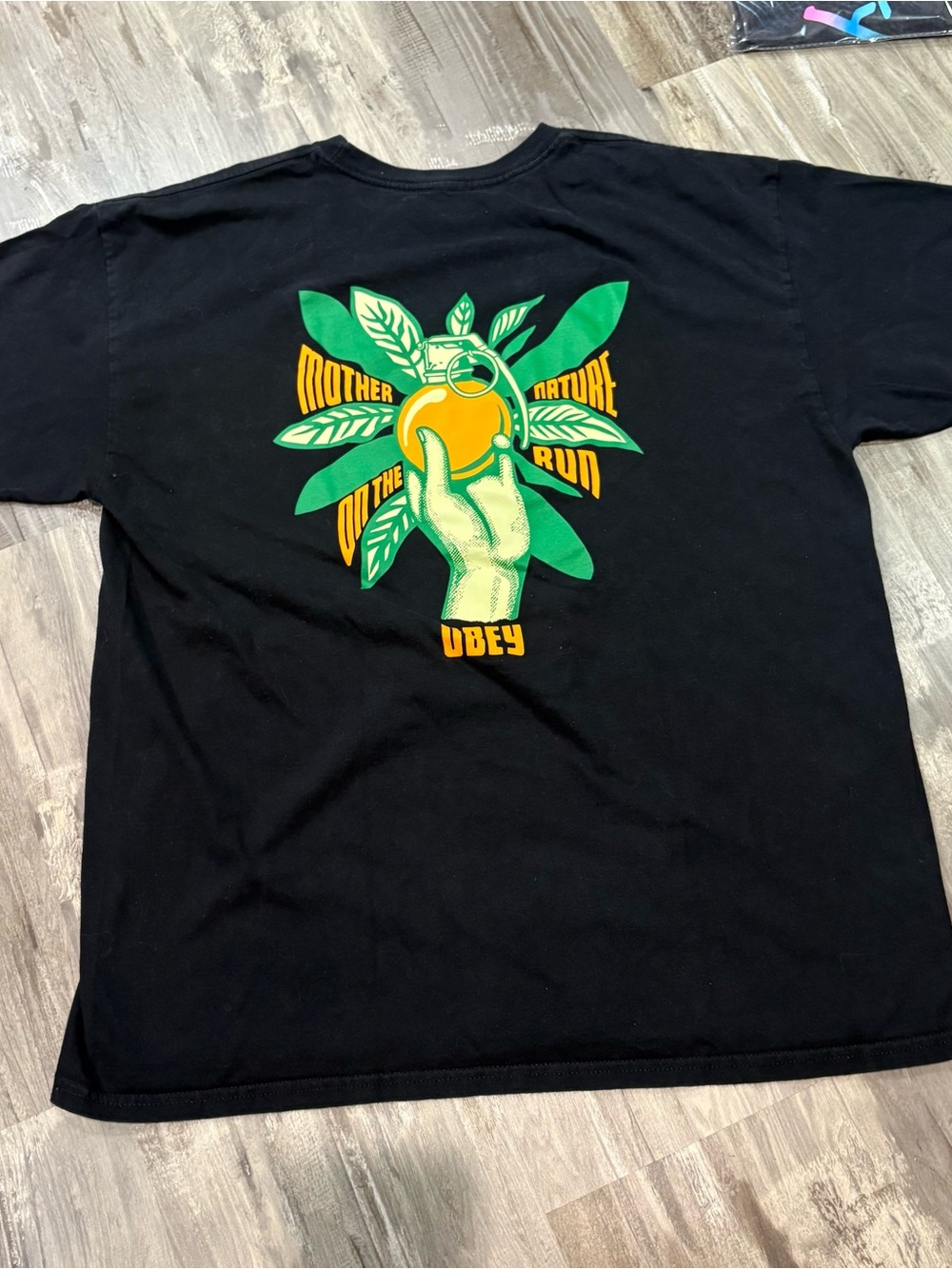 Obey Mother Nature On The Run Sustainable Tee Mens Black SZ XL
